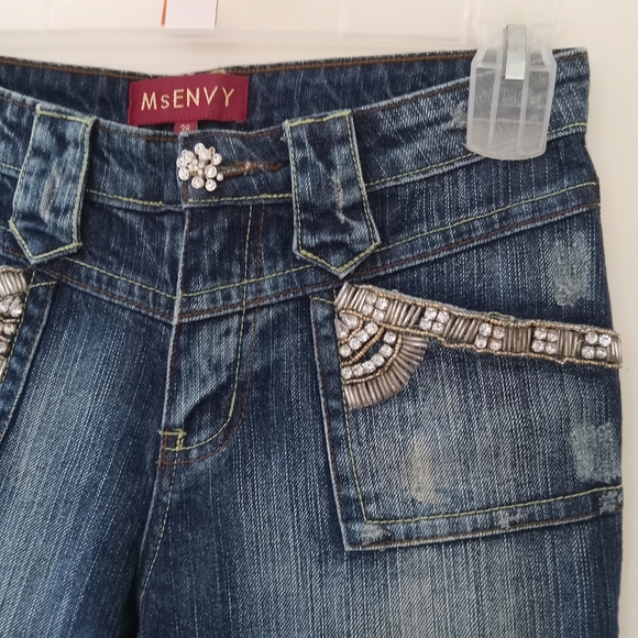 Women's Blue Jeans With Rhinestones - Picture 4 of 10